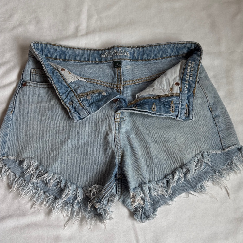Wild Fable Light Blue Frayed Jean Shorts